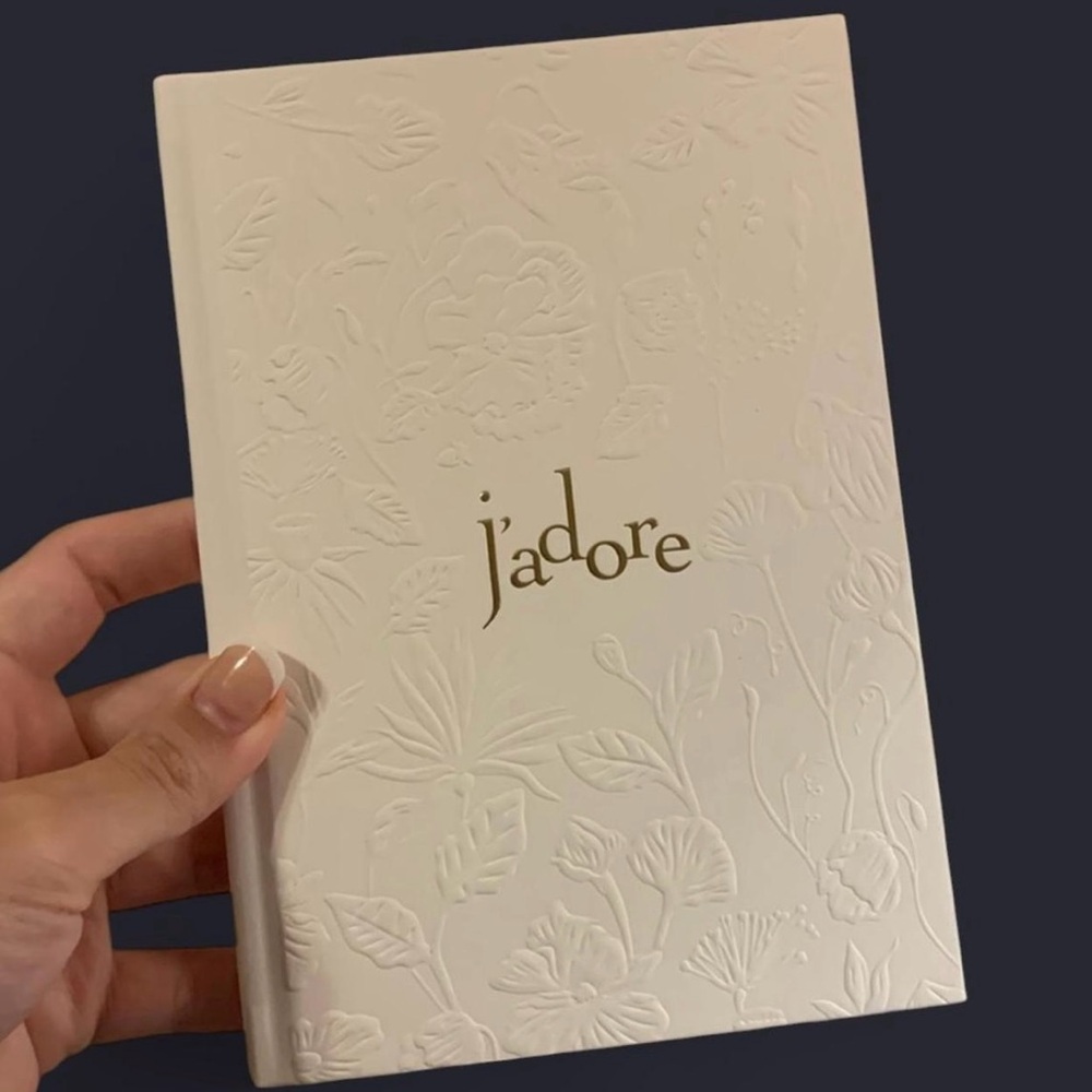 Dior J'adore Embossed Notebook in Cream and Gold